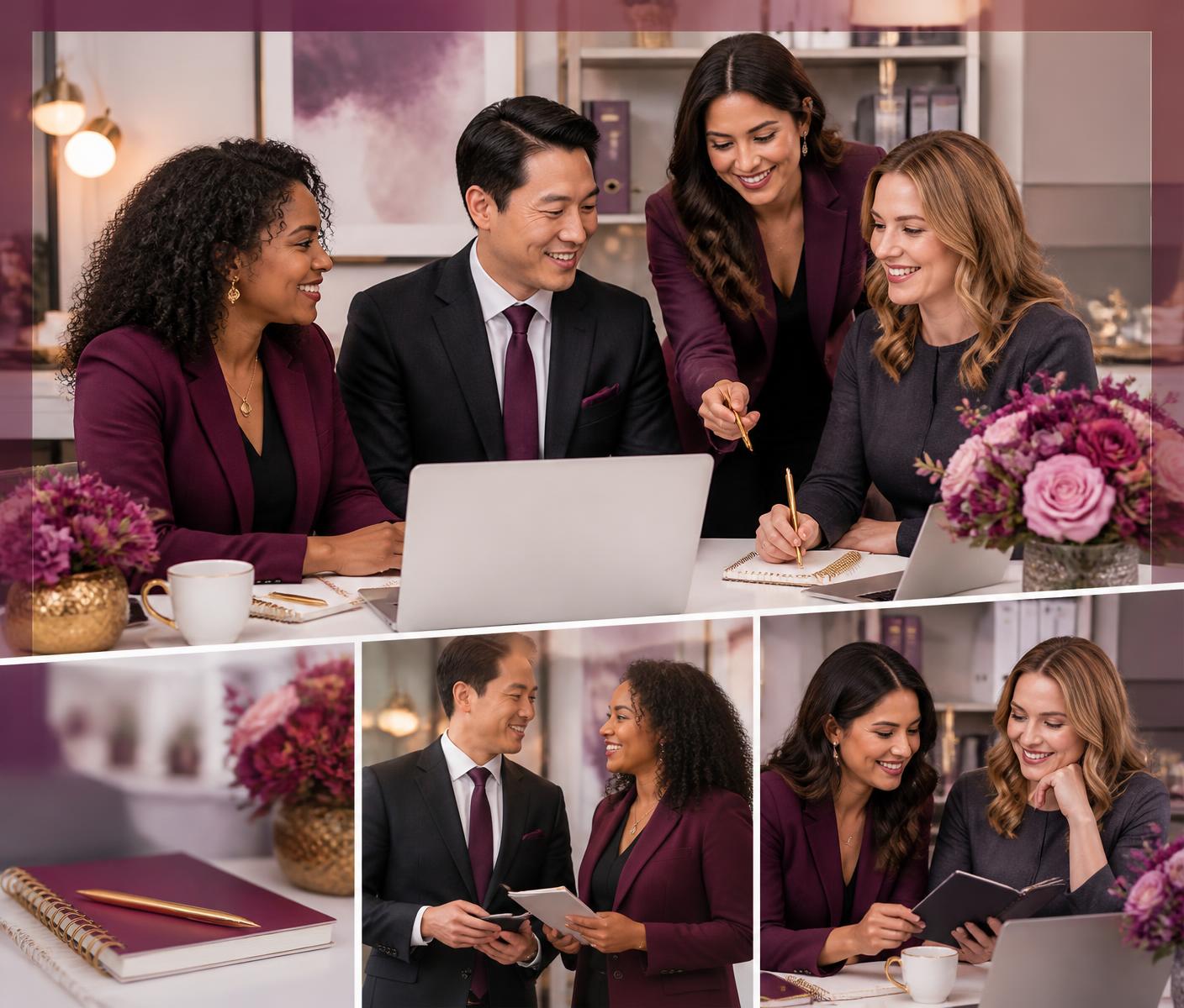 Administrative professionals collaborating in a modern office